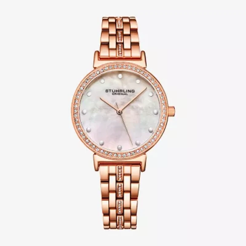 Stuhrling Womens Rose Goldtone Stainless Steel Bracelet Watch 3988