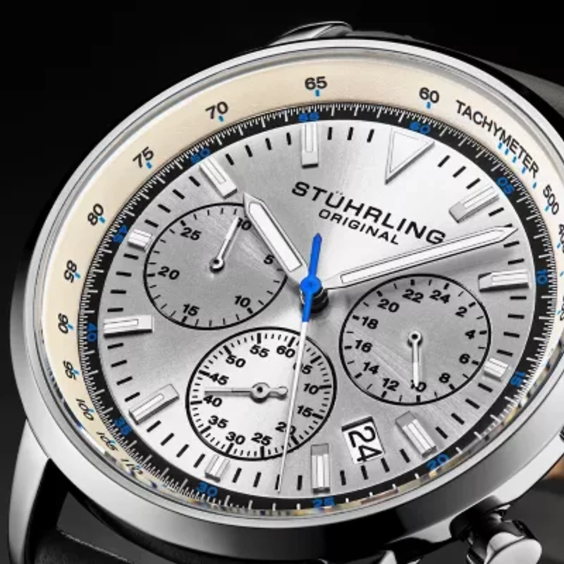 Stuhrling Mens Leather Strap Watch 3986l