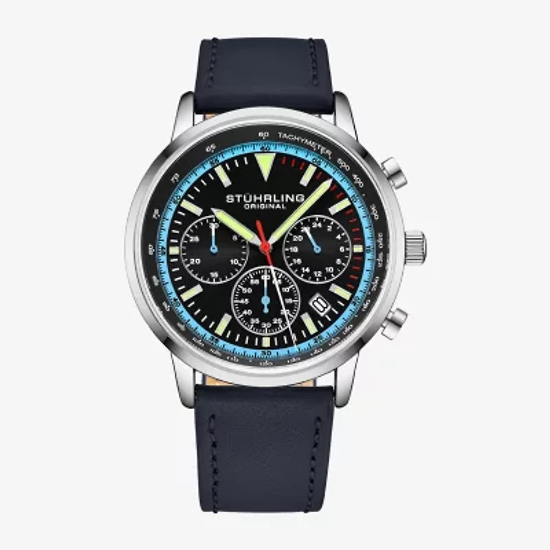 Stuhrling Mens Leather Strap Watch 3986l