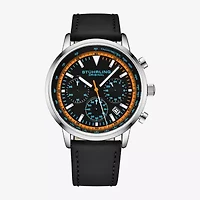 Stuhrling Mens Black Leather Strap Watch 3986l 3