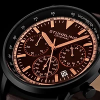 Stuhrling Mens Brown Leather Strap Watch 3986l 5