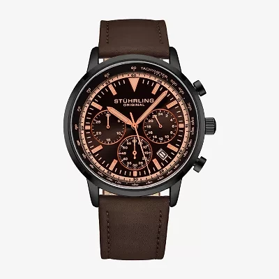 Stuhrling Mens Brown Leather Strap Watch 3986l 5
