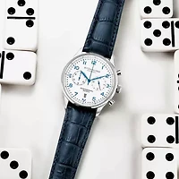 Stuhrling Mens Chronograph Blue Leather Strap Watch 4012