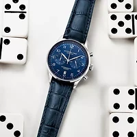 Stuhrling Mens Chronograph Blue Leather Strap Watch 4012 3