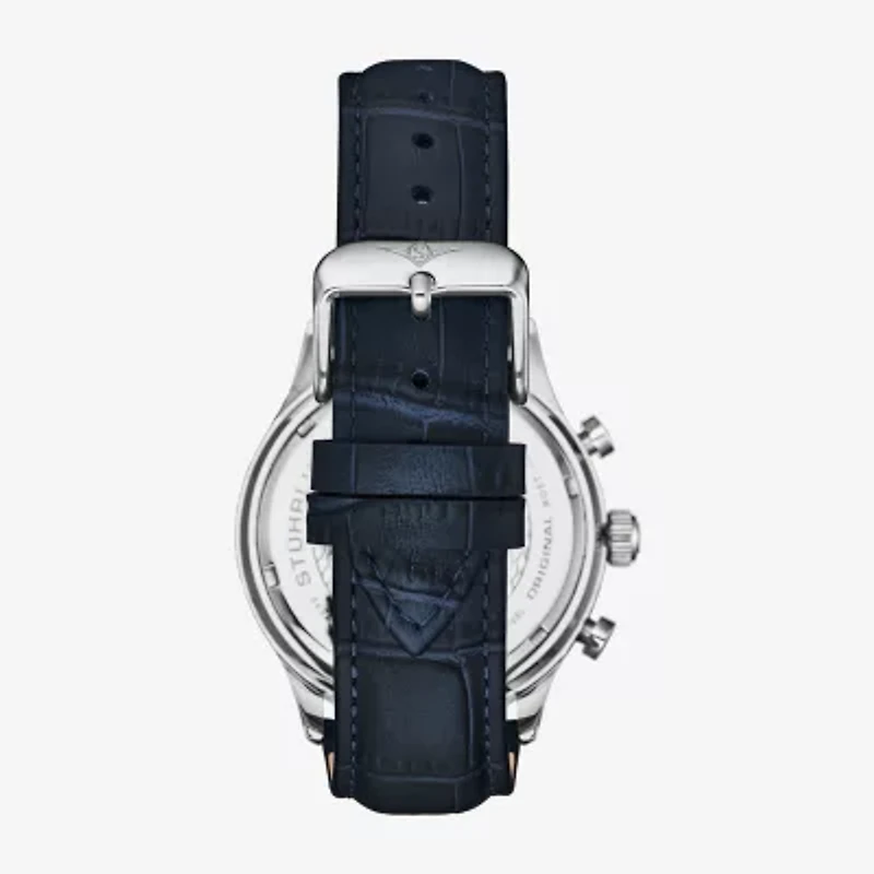 Stuhrling Mens Chronograph Blue Leather Strap Watch 4012 3