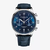 Stuhrling Mens Chronograph Blue Leather Strap Watch 4012 3