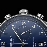 Stuhrling Mens Chronograph Blue Leather Strap Watch 4012 3