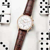 Stuhrling Mens Chronograph Brown Leather Strap Watch 4012 4