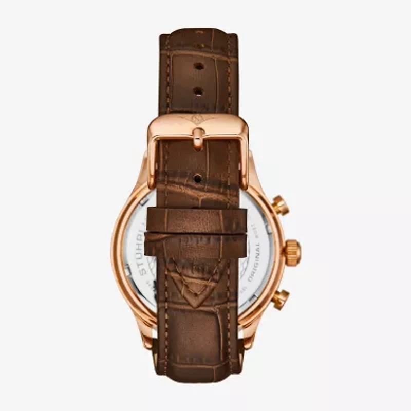 Stuhrling Mens Chronograph Brown Leather Strap Watch 4012 4