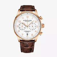 Stuhrling Mens Chronograph Brown Leather Strap Watch 4012 4