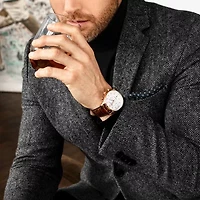 Stuhrling Mens Chronograph Brown Leather Strap Watch 4012 4