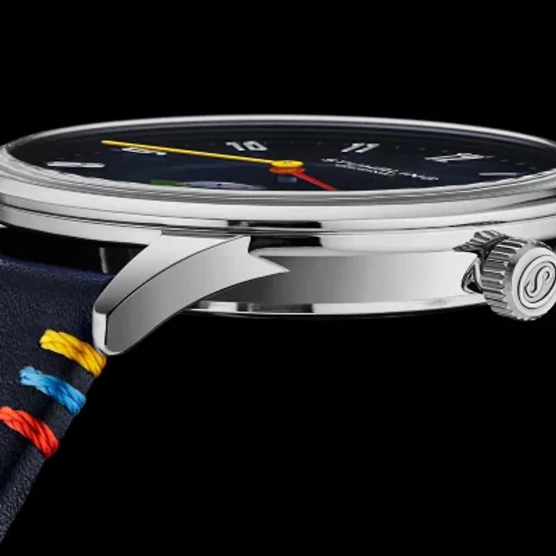 Stuhrling Mens Blue Leather Strap Watch 4026 2