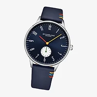 Stuhrling Mens Blue Leather Strap Watch 4026 2