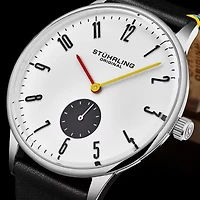 Stuhrling Mens Black Leather Strap Watch 4026 3