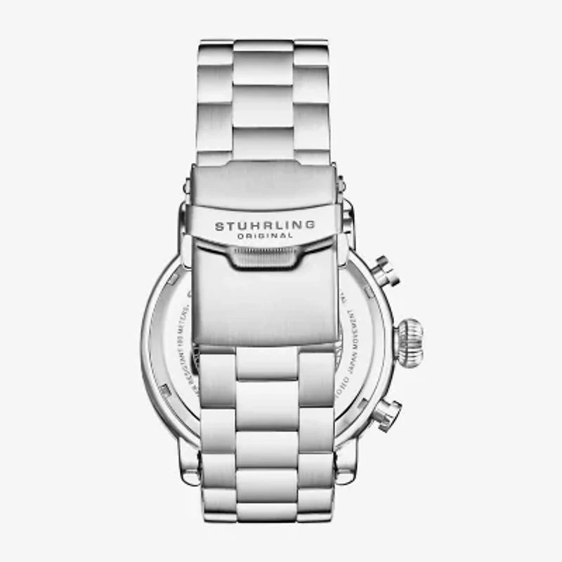 Stuhrling Mens Chronograph Silver Tone Stainless Steel Bracelet Watch 4040 4