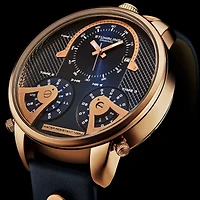 Stuhrling Mens Blue Leather Strap Watch 4051 2