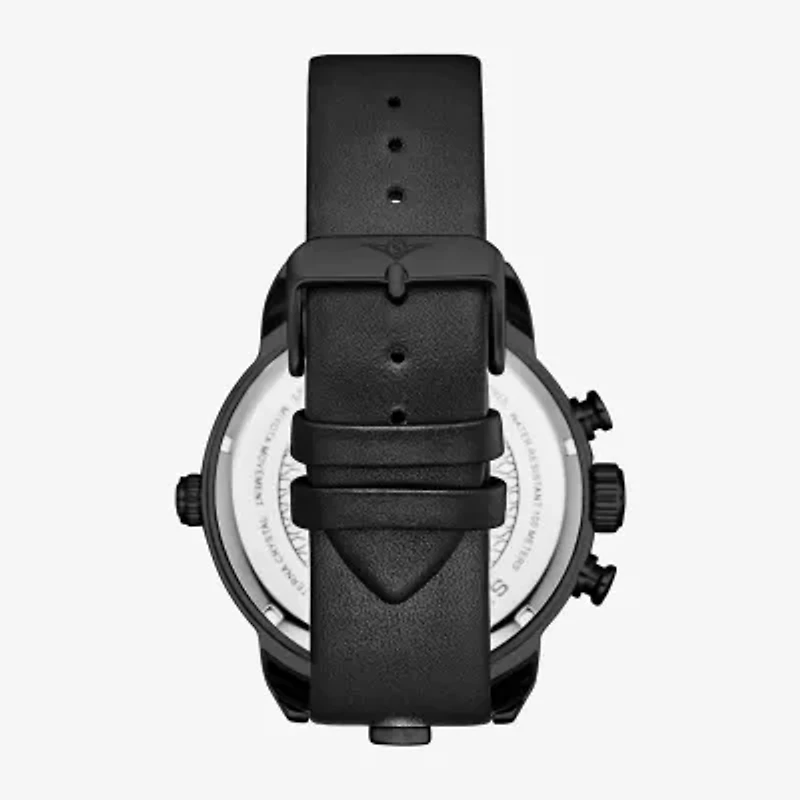 Stuhrling Mens Black Leather Strap Watch 4052