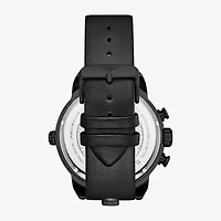 Stuhrling Mens Black Leather Strap Watch 4052