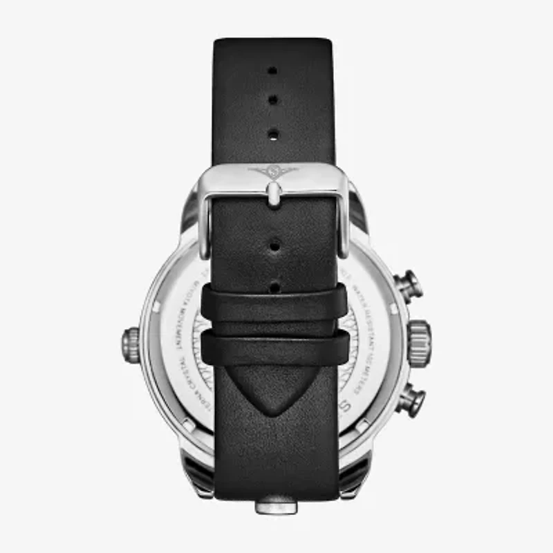 Stuhrling Mens Black Leather Strap Watch 4052 2