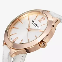 Stuhrling Womens White Leather Strap Watch 568 03