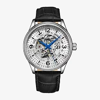 Stuhrling Mens Automatic Black Leather Strap Watch 3947