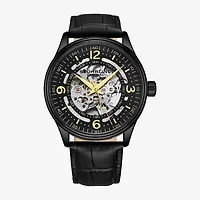 Stuhrling Mens Automatic Black Leather Strap Watch 3947 4