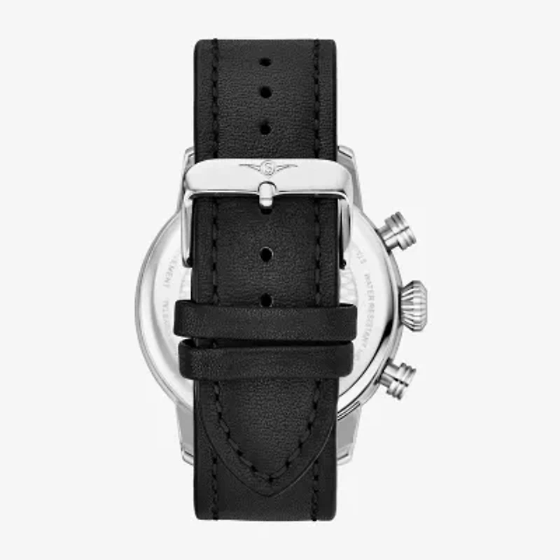 Stuhrling Mens Black Leather Strap Watch 3956 1