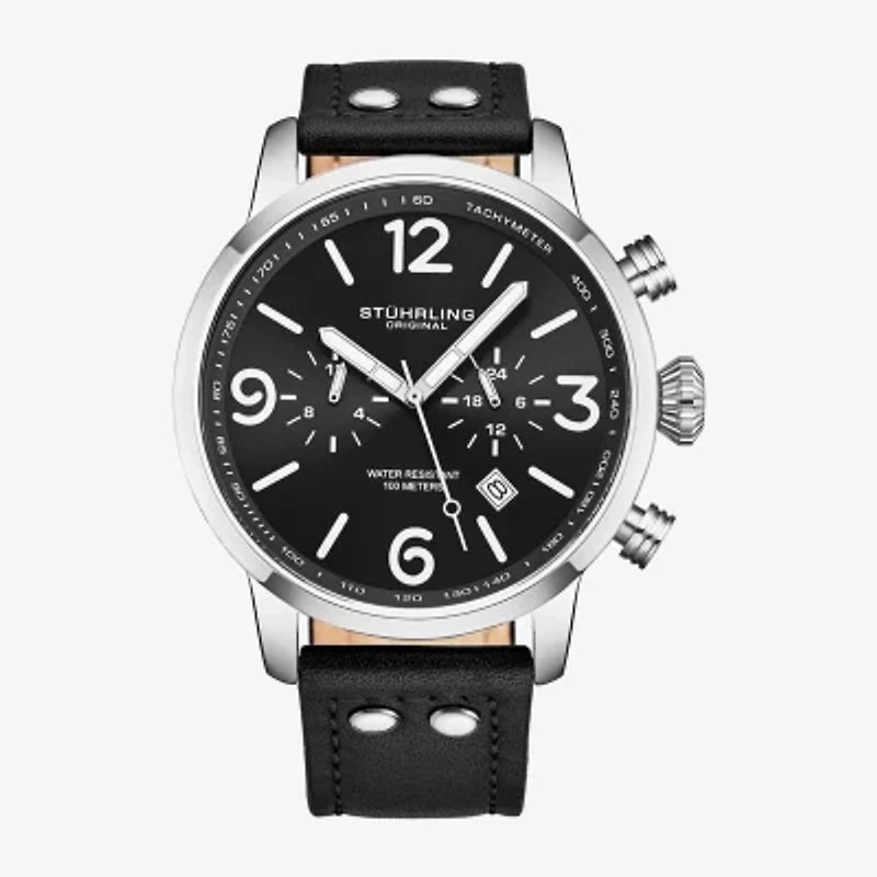 Stuhrling Mens Leather Strap Watch 3956