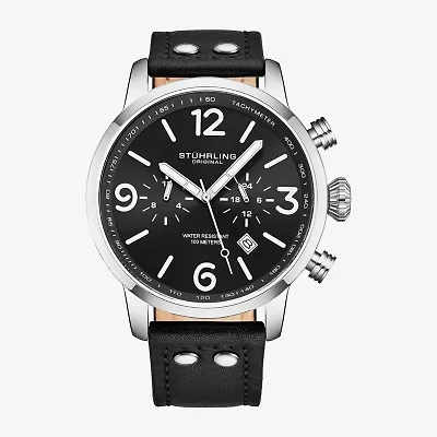 Stuhrling Mens Leather Strap Watch 3956