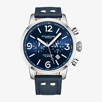 Stuhrling Mens Blue Leather Strap Watch 3956 2