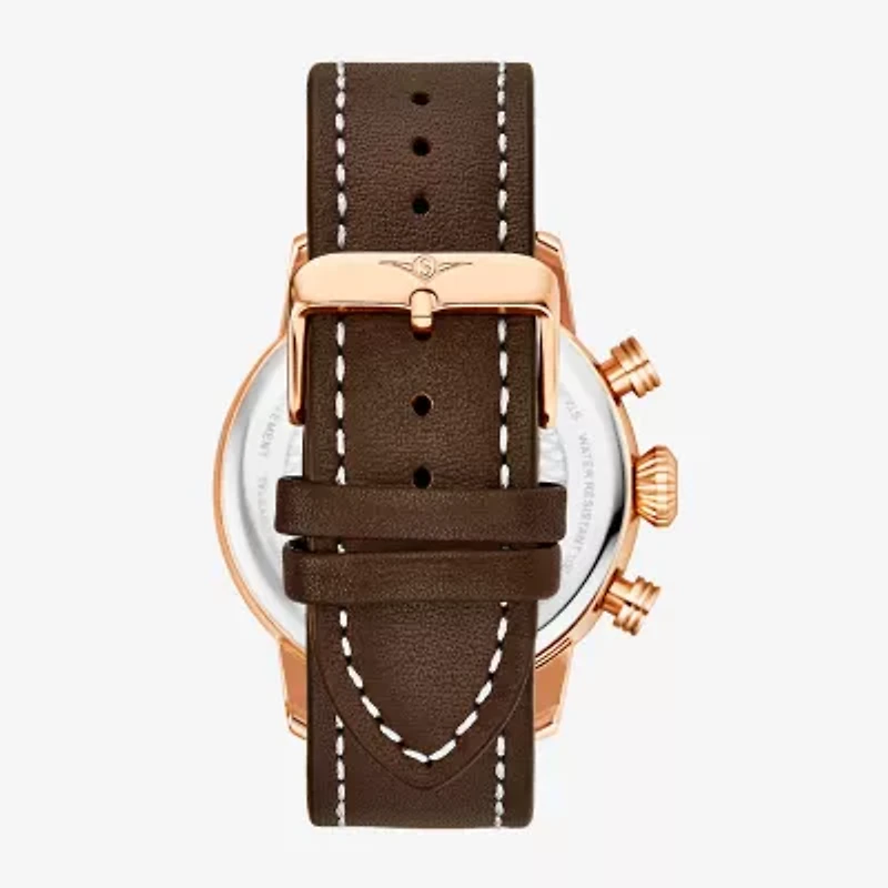 Stuhrling Mens Brown Leather Strap Watch 3956