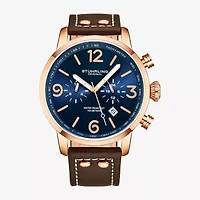 Stuhrling Mens Brown Leather Strap Watch 3956