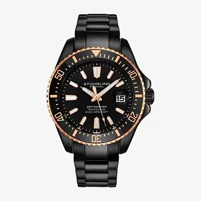 Stuhrling Mens Black Stainless Steel Bracelet Watch 3950a 9