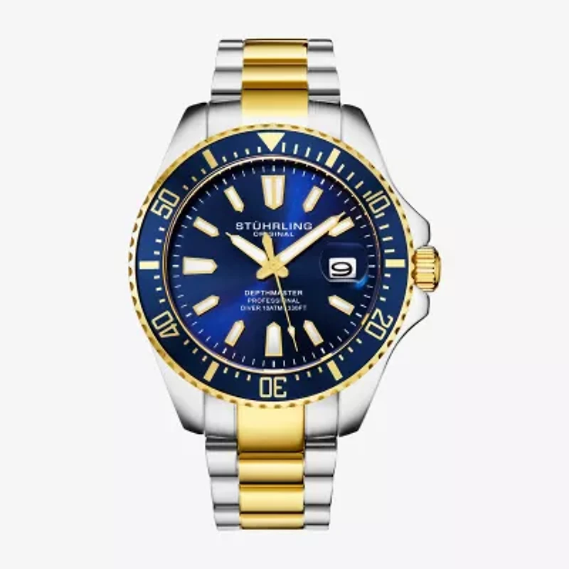 Stuhrling Mens Gold Tone Stainless Steel Bracelet Watch 3950a 5