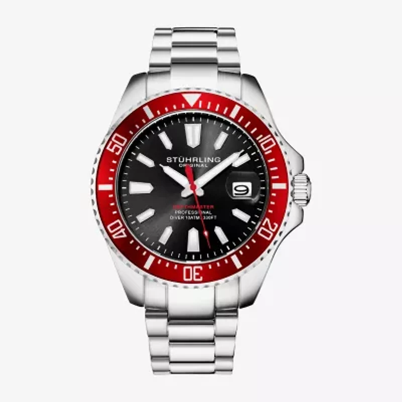 Stuhrling Mens Silver Tone Stainless Steel Bracelet Watch 3950a 4