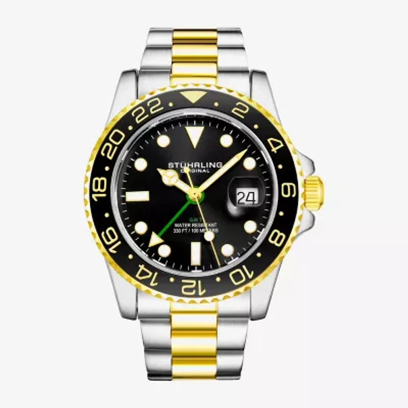 Stuhrling Mens Gold Tone Stainless Steel Bracelet Watch 3965 3