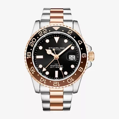 Stuhrling Mens Rose Goldtone Stainless Steel Bracelet Watch 3965 4