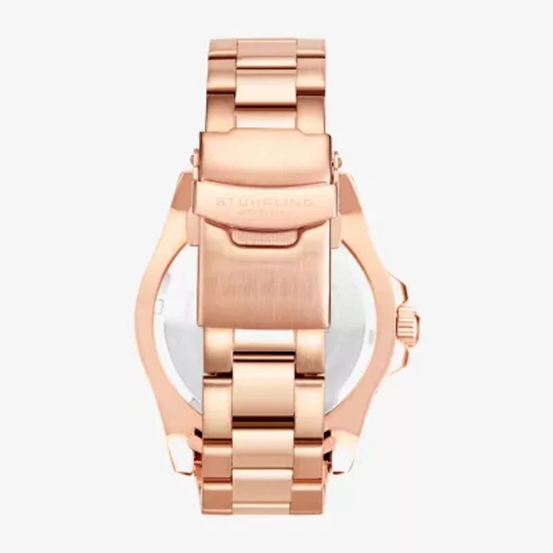 Stuhrling Mens Rose Goldtone Stainless Steel Bracelet Watch 3965 5