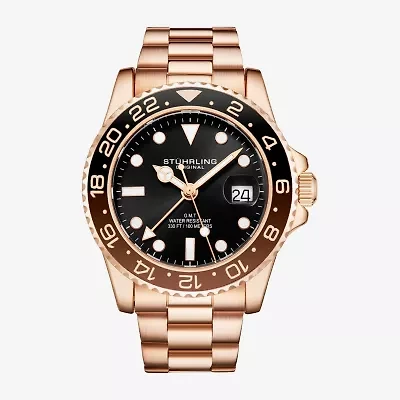 Stuhrling Mens Rose Goldtone Stainless Steel Bracelet Watch 3965 5