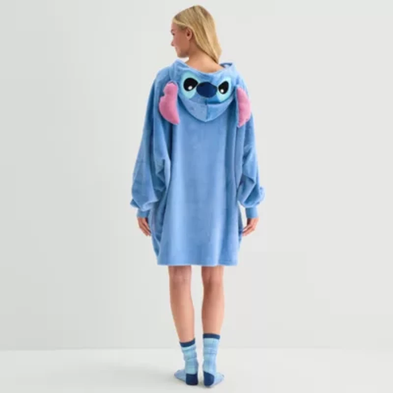 Disney Mjc Womens Lilo & Stitch Hooded Long Sleeve Juniors Nightgown
