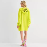 Womens Easy-on + Easy-off Grinch Hooded Short Sleeve Juniors Nightgown
