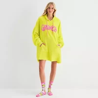 Womens Easy-on + Easy-off Grinch Hooded Short Sleeve Juniors Nightgown