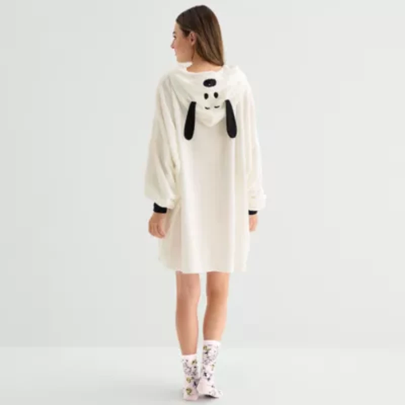 Womens Easy-on + Easy-off Peanuts Snoopy Hooded Short Sleeve Juniors Nightgown