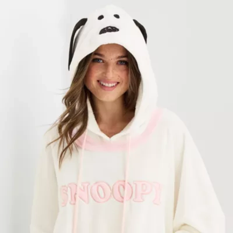 Womens Easy-on + Easy-off Peanuts Snoopy Hooded Short Sleeve Juniors Nightgown