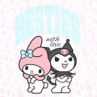 Womens Juniors Crew Neck Short Sleeve Regular Fit Kuromi My Melody Graphic T-Shirt