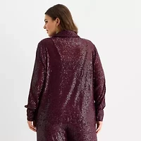 Premier Amour Womens Long Sleeve Sequin Blouse
