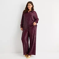 Premier Amour Womens Long Sleeve Sequin Blouse