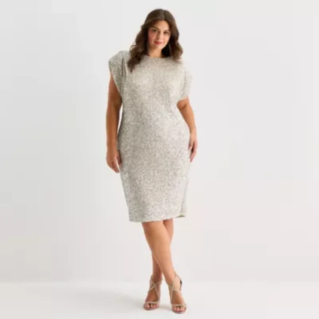 Premier Amour Womens Plus Sequin Short Sleeve Midi Sheath Dress | MainPlace  Mall