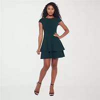 B. Smart Womens Juniors Short Sleeve Fit + Flare Dress