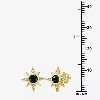 Simulated Green Emerald 14K Gold Over Silver 11.4mm Star Stud Earrings